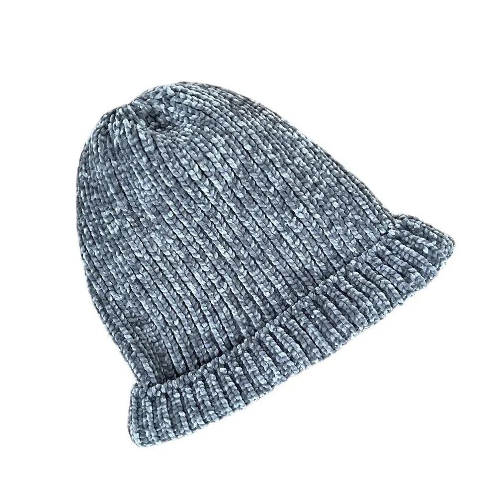 Gray‎ light knit ribbed winter hat took beanie comfortable warm casual soft
